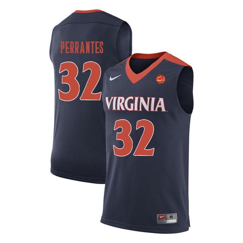 Men Virginia Cavaliers #32 London Perrantes College Basketball Jerseys-Navy